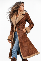 Renee - Vrouwen Shearling Jas met Contrast Shearling Voering en Afwerking