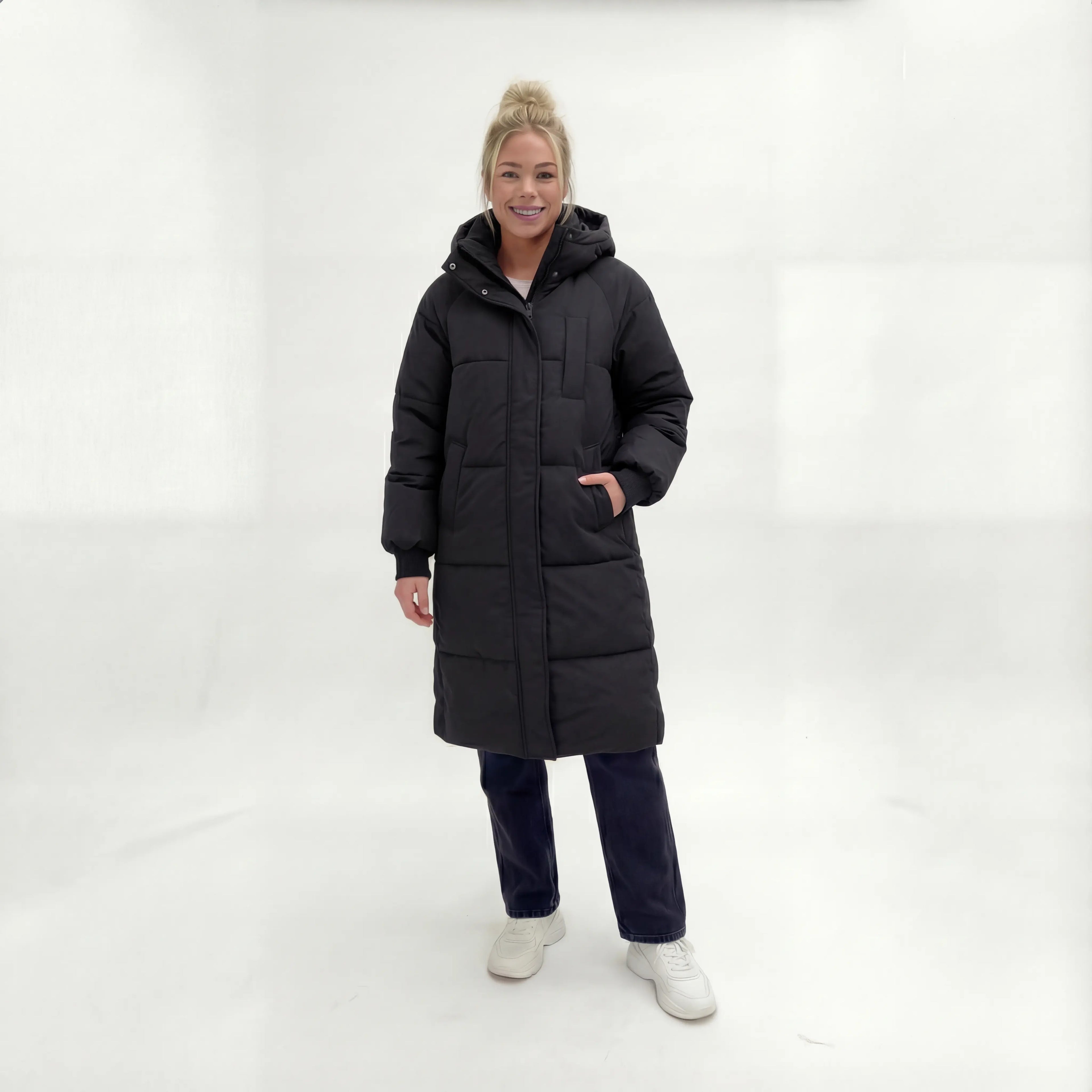 Anita - Dames Lange Silhouet met Capuchon Puffer Jas