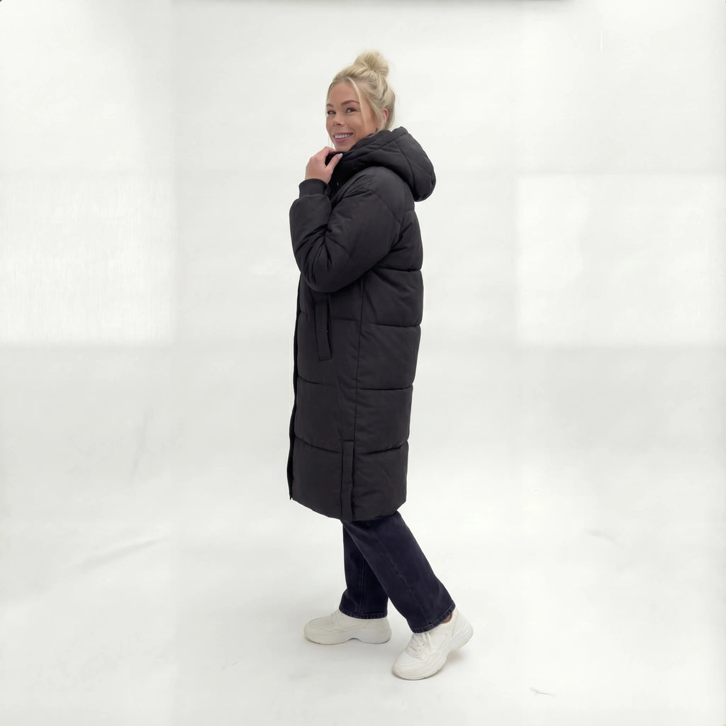 Anita - Dames Lange Silhouet met Capuchon Puffer Jas