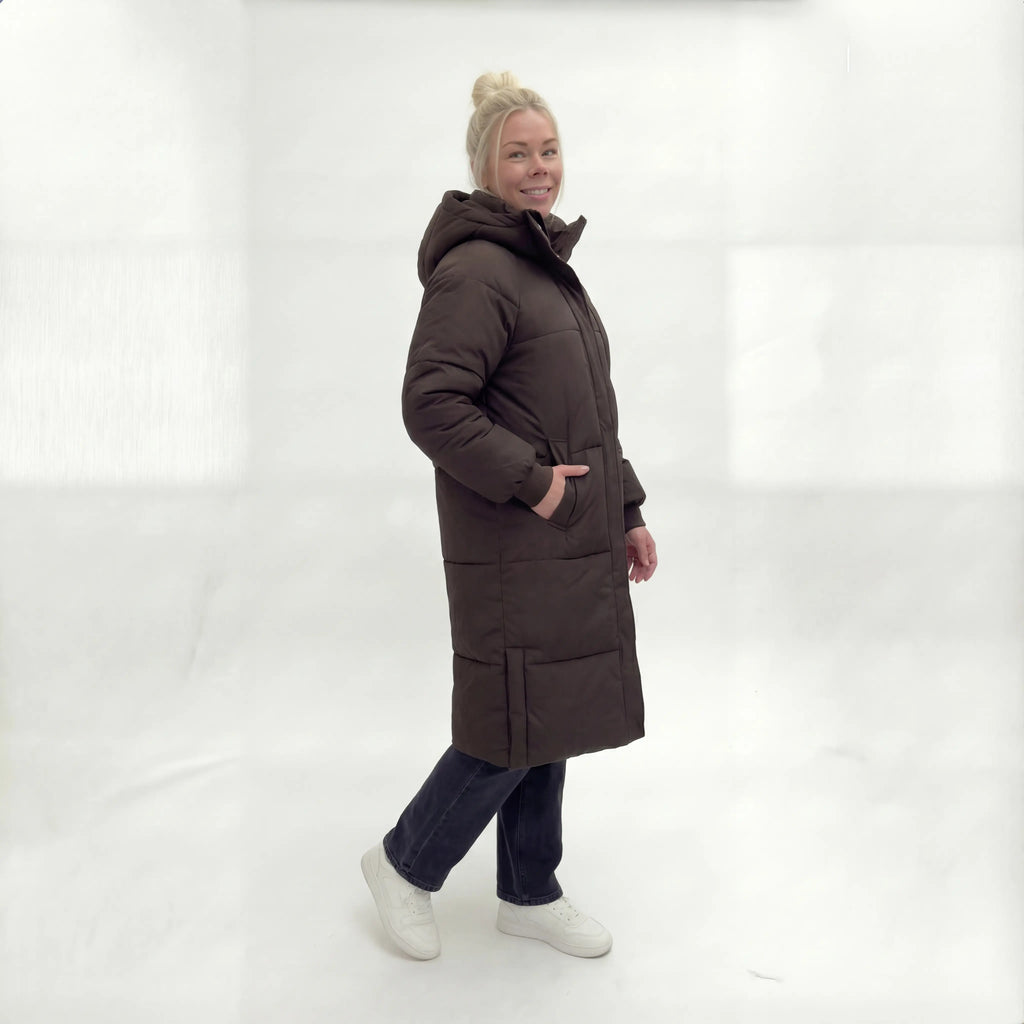 Anita - Dames Lange Silhouet met Capuchon Puffer Jas