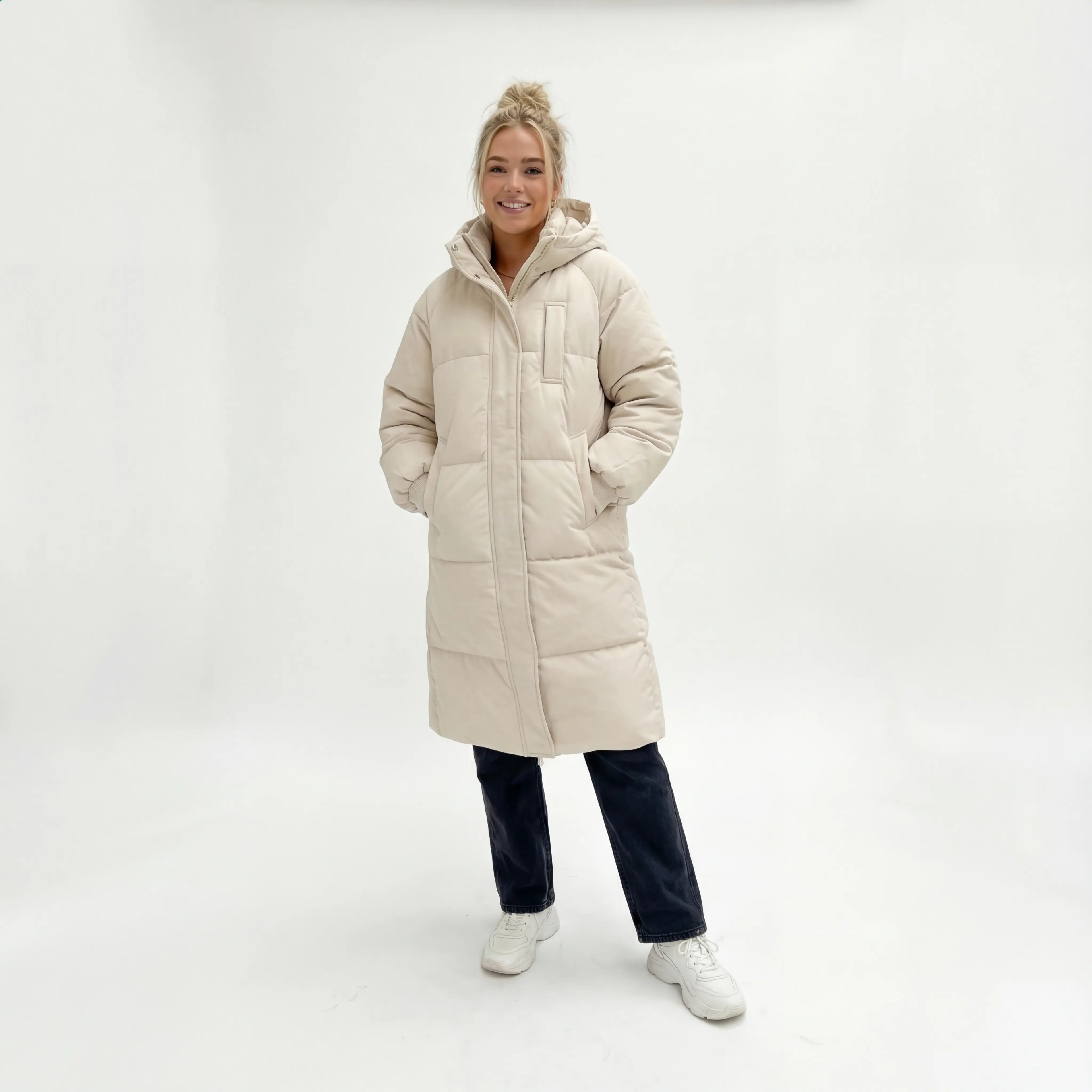 Anita - Dames Lange Silhouet met Capuchon Puffer Jas